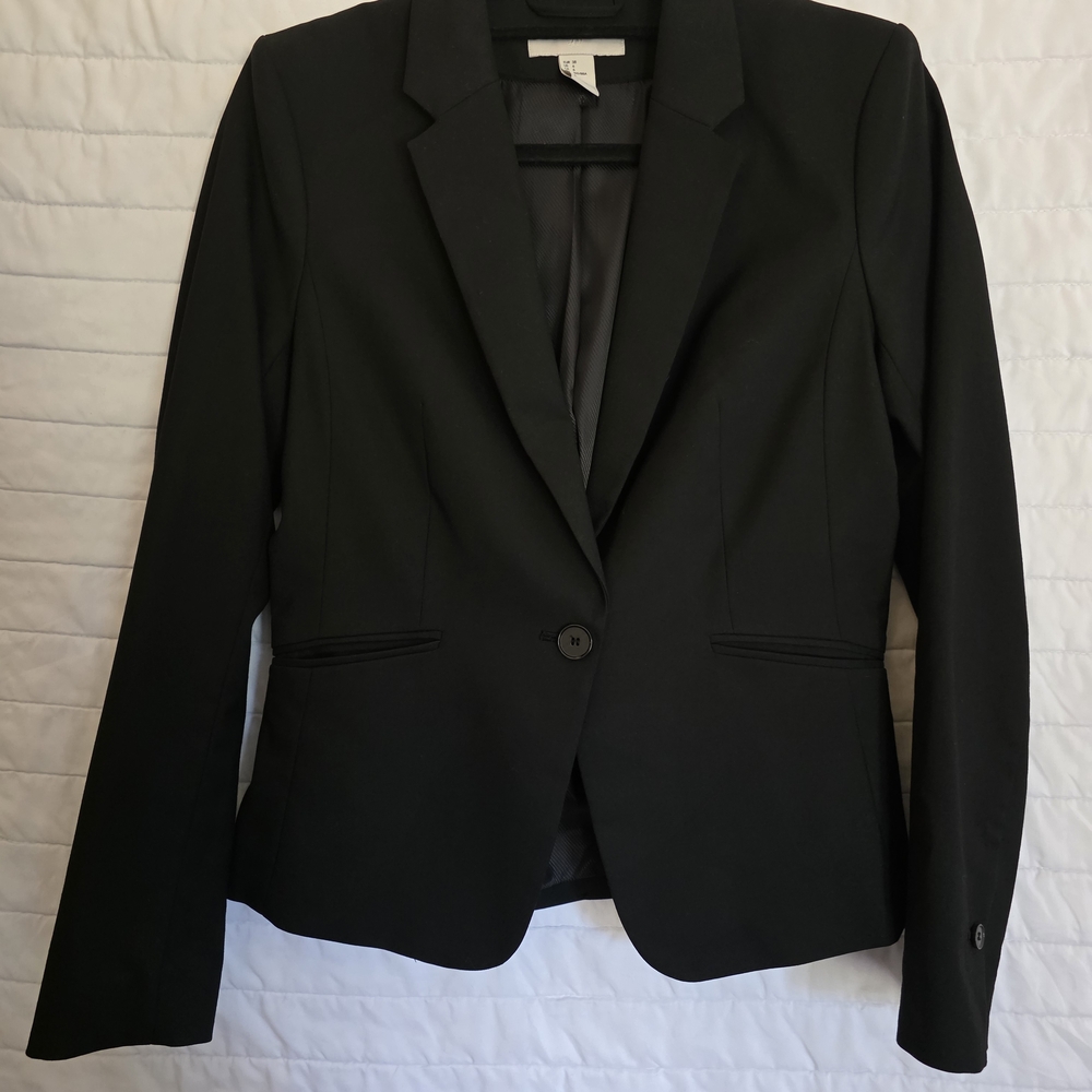 H&M Black Tailored Blazer with Notched Lapels